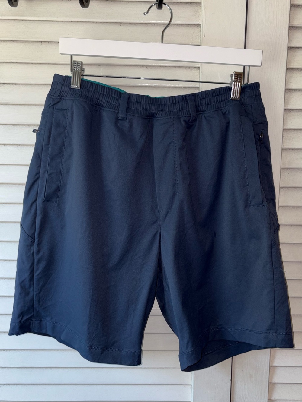 Birddogs 3-in-1 Khaki Shorts XL Long Flat Front Navy Teal Lined Performance - Picture 2 of 4